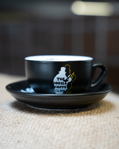 Cappuccinotassen mit Unterteller "The Gorilla Coffee Club" 2er SET