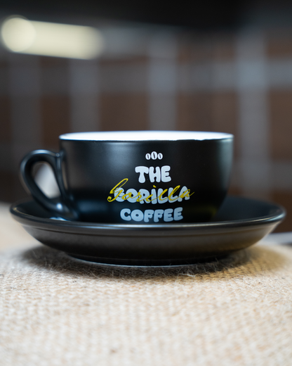 Cappuccinotassen mit Unterteller "The Gorilla Coffee Club" 2er SET