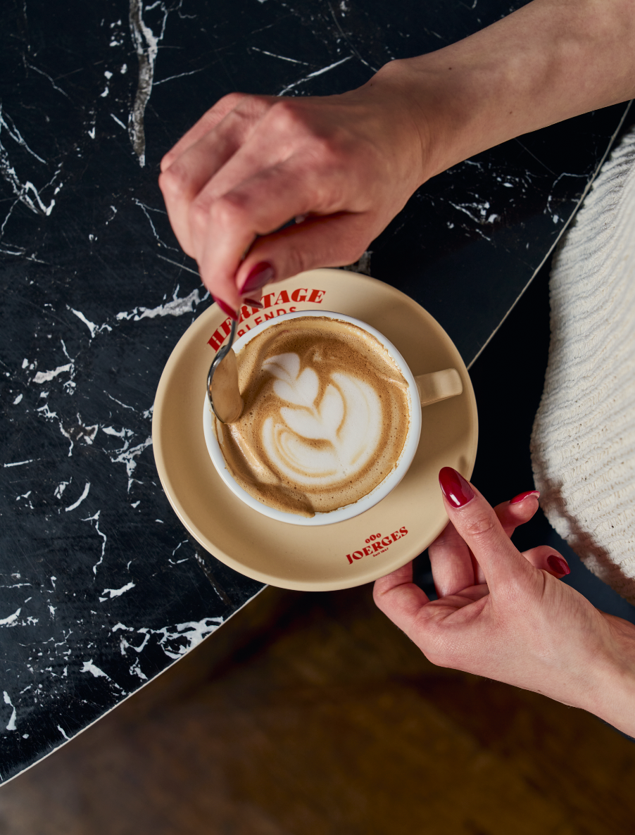 Cappuccinotassen mit Unterteller "Heritage Blends" 4er SET
