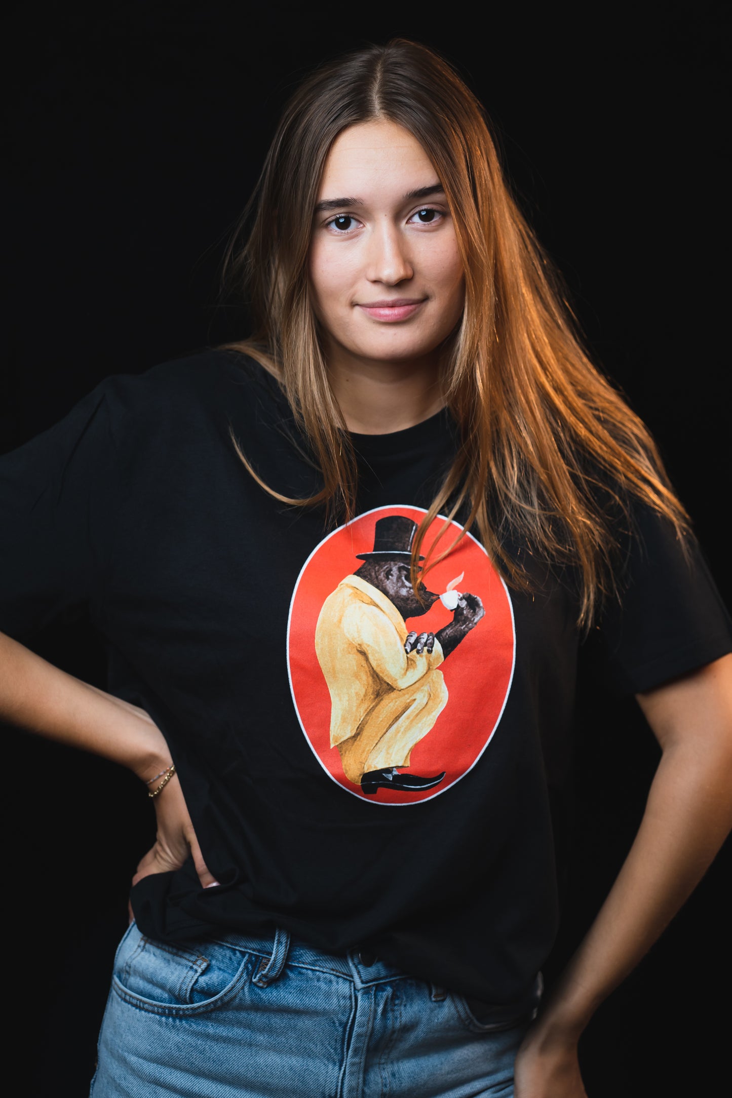 T-Shirt Rundhals Logo Schwarz