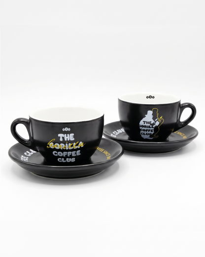 Cappuccinotassen mit Unterteller "The Gorilla Coffee Club" 2er SET