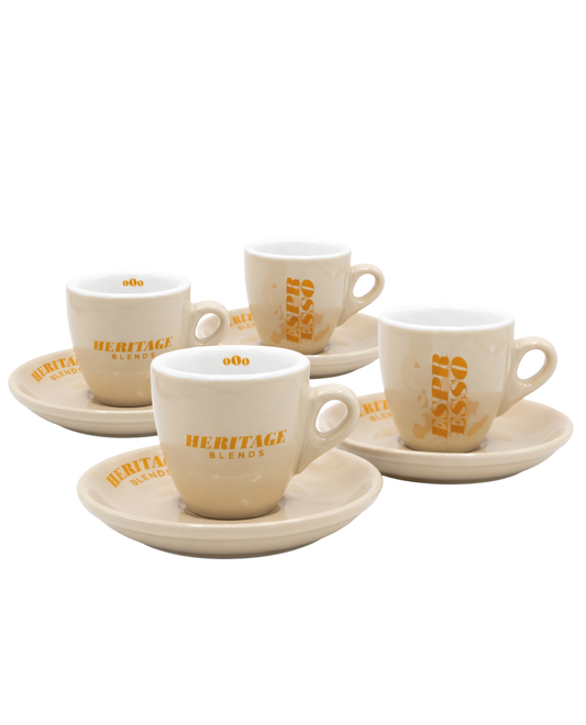 Espressotassen mit Unterteller "Heritage Blends" 4er SET
