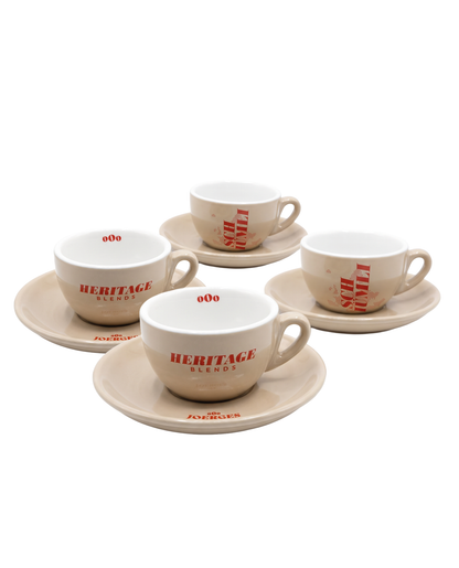 Cappuccinotassen mit Unterteller "Heritage Blends" 4er SET