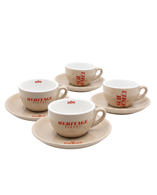 Cappuccinotassen mit Unterteller "Heritage Blends" 4er SET